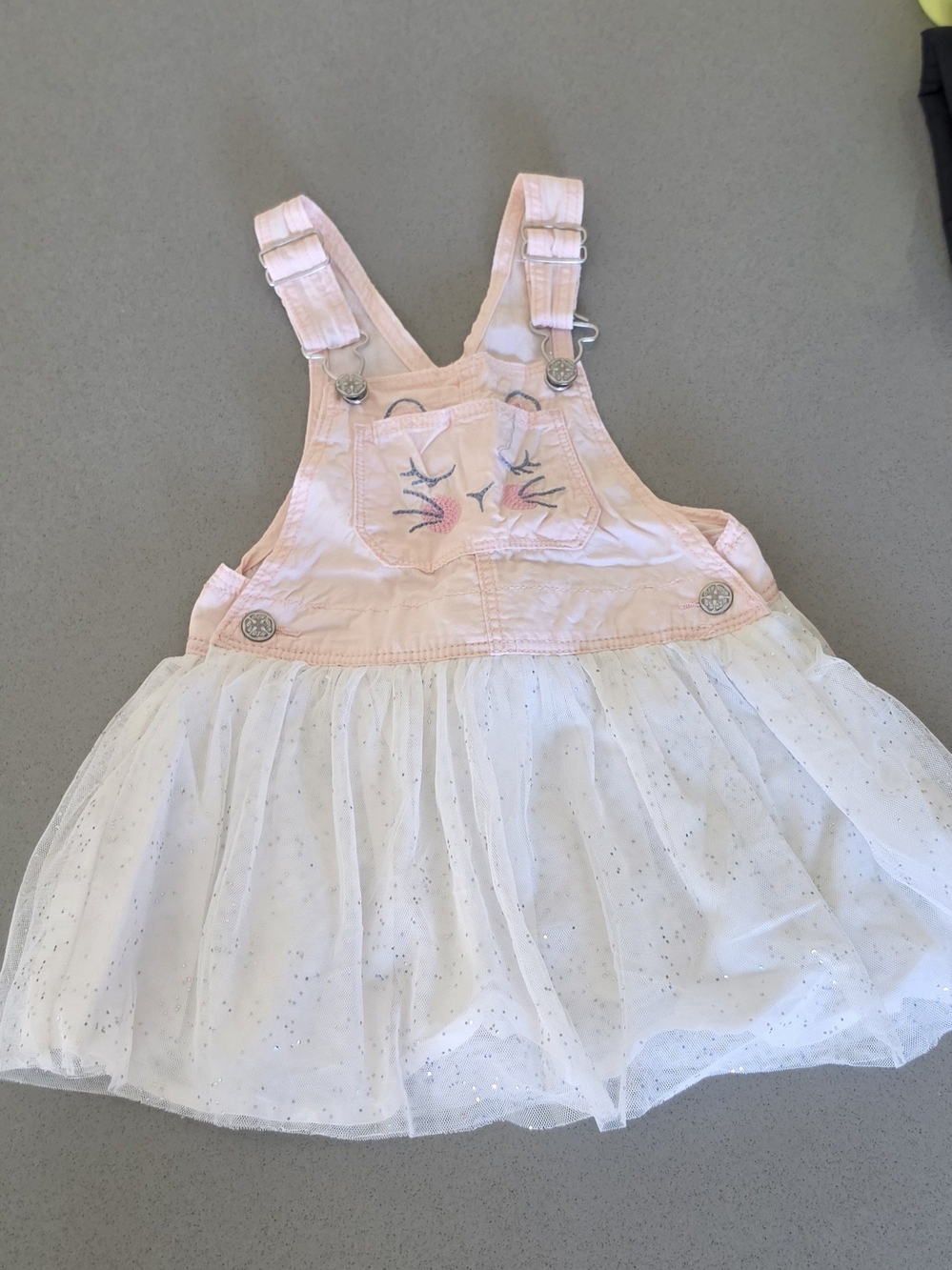 OshKosh B'gosh Light Pink Overall Dress with White Sparkle Tulle